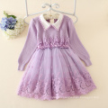 new design baby grils sweater lace dress for autumn or winter